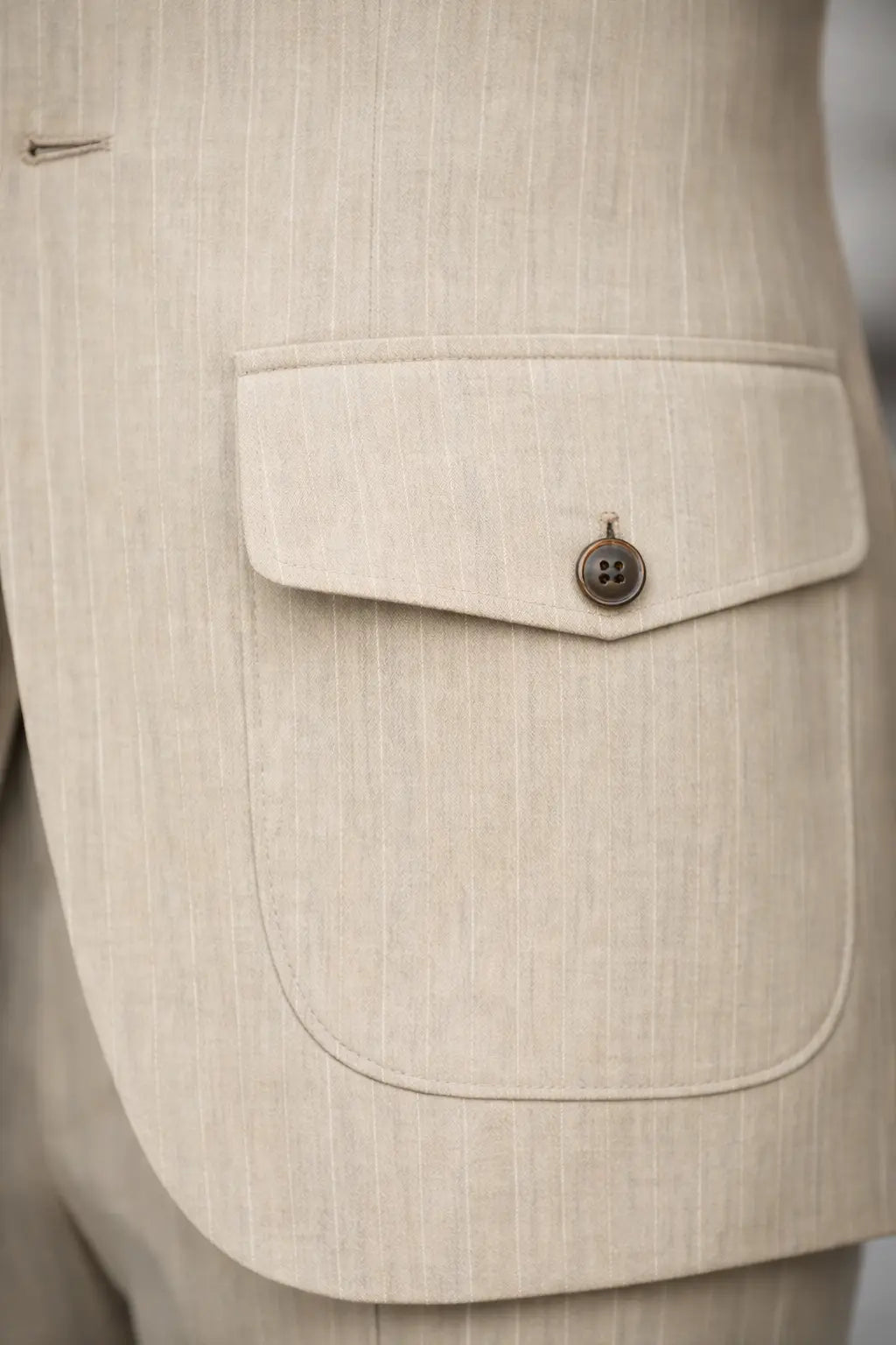 Beige Striped Slim-Fit Suit 3-Piece VIOSSI