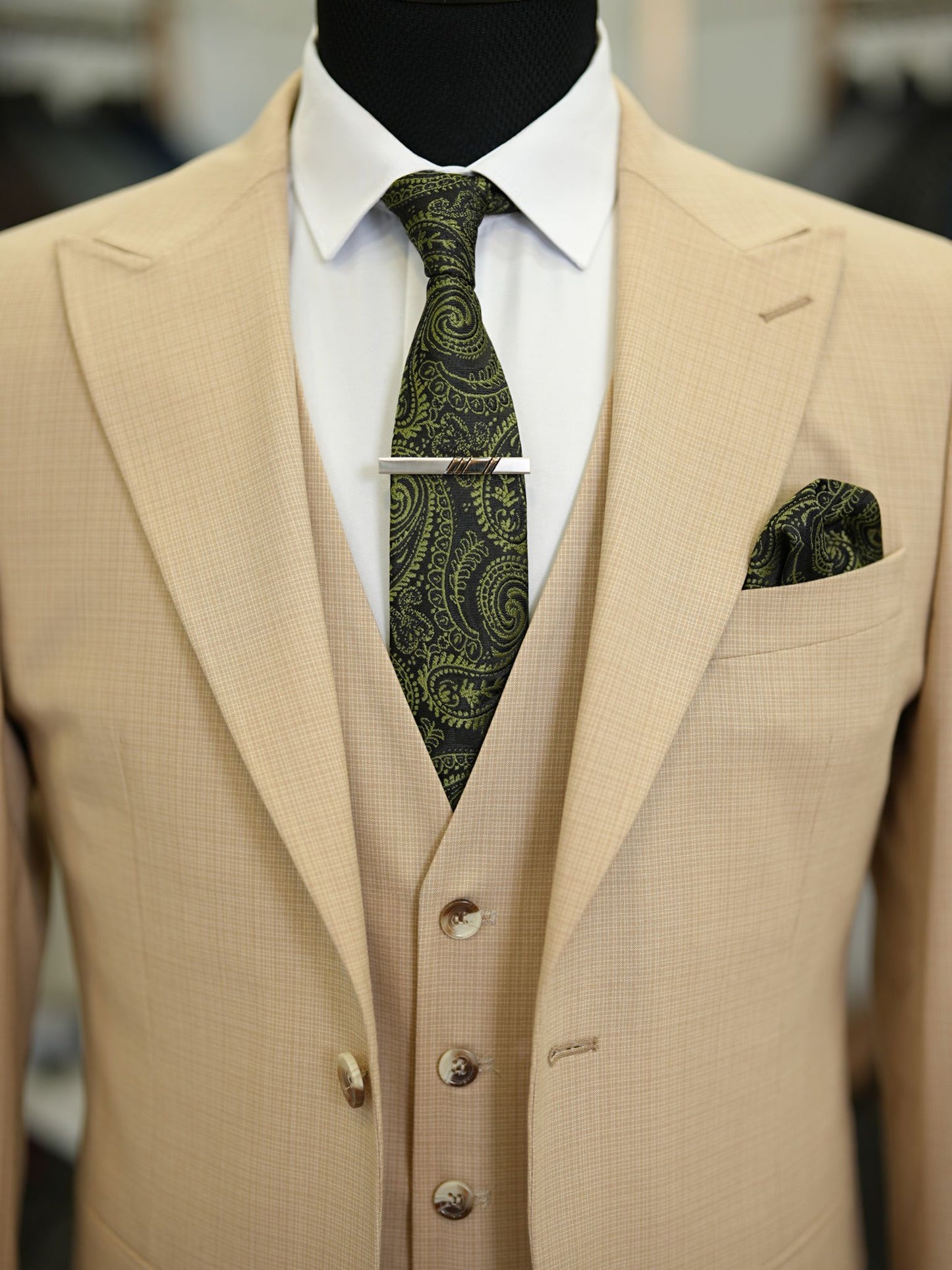 Brabion Maison Camel Slim Fit Check Suit