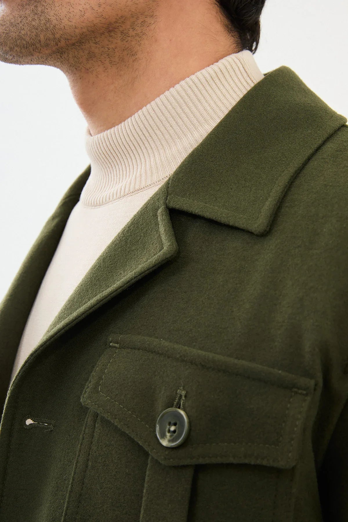 Bojoni Capena Safari Plain Green Slim Fit Coat