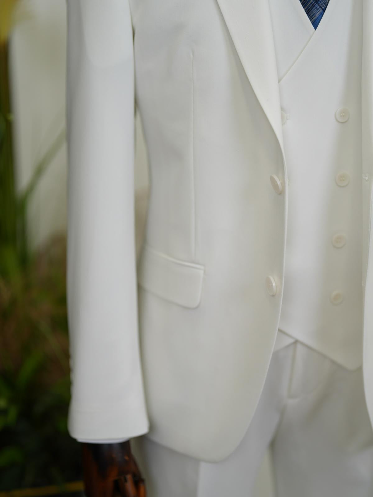 Brabion Aston White Slim Fit 3 Piece Suit