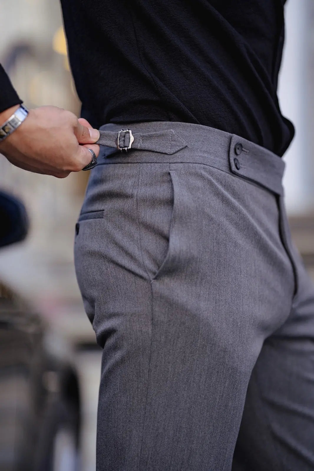 Ardean Gray Slim Fit Trousers - BRABION