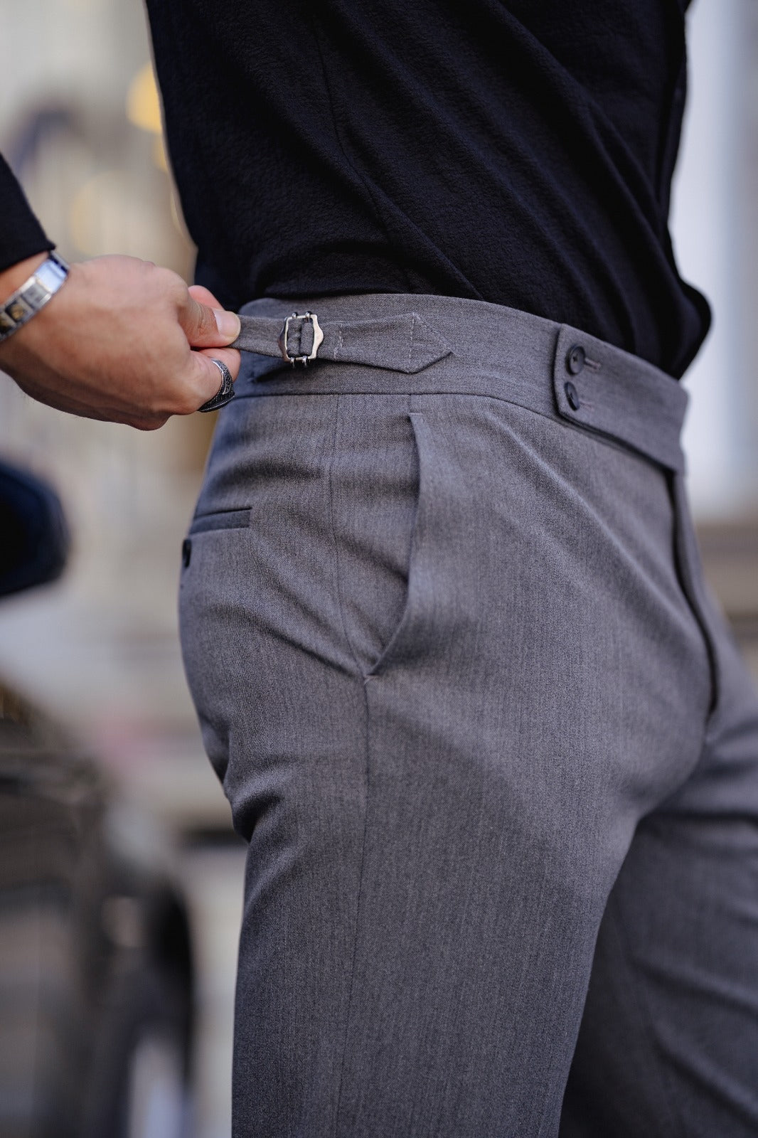 Ardean Gray Slim Fit Trousers