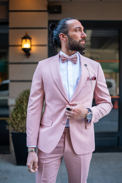 Brabion Massimo Pink Slim Fit Peak Lapel Tuxedo