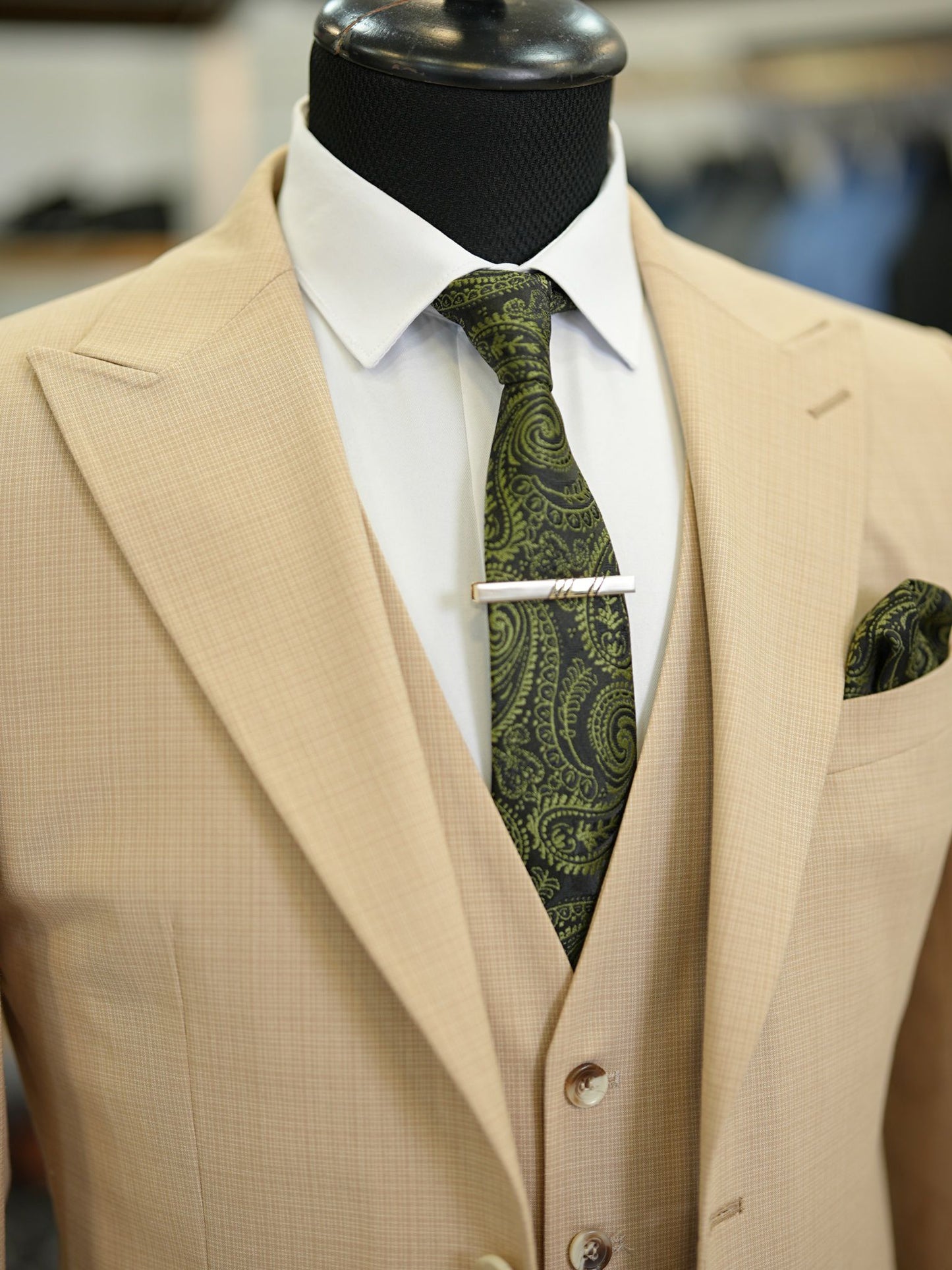 Brabion Maison Camel Slim Fit Check Suit