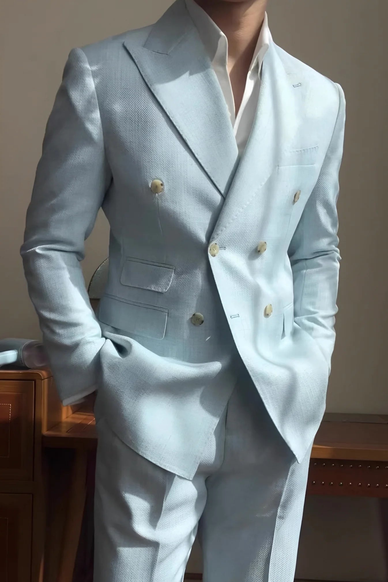 Men’s Mykonos Mist Double-Breasted Suit brabion