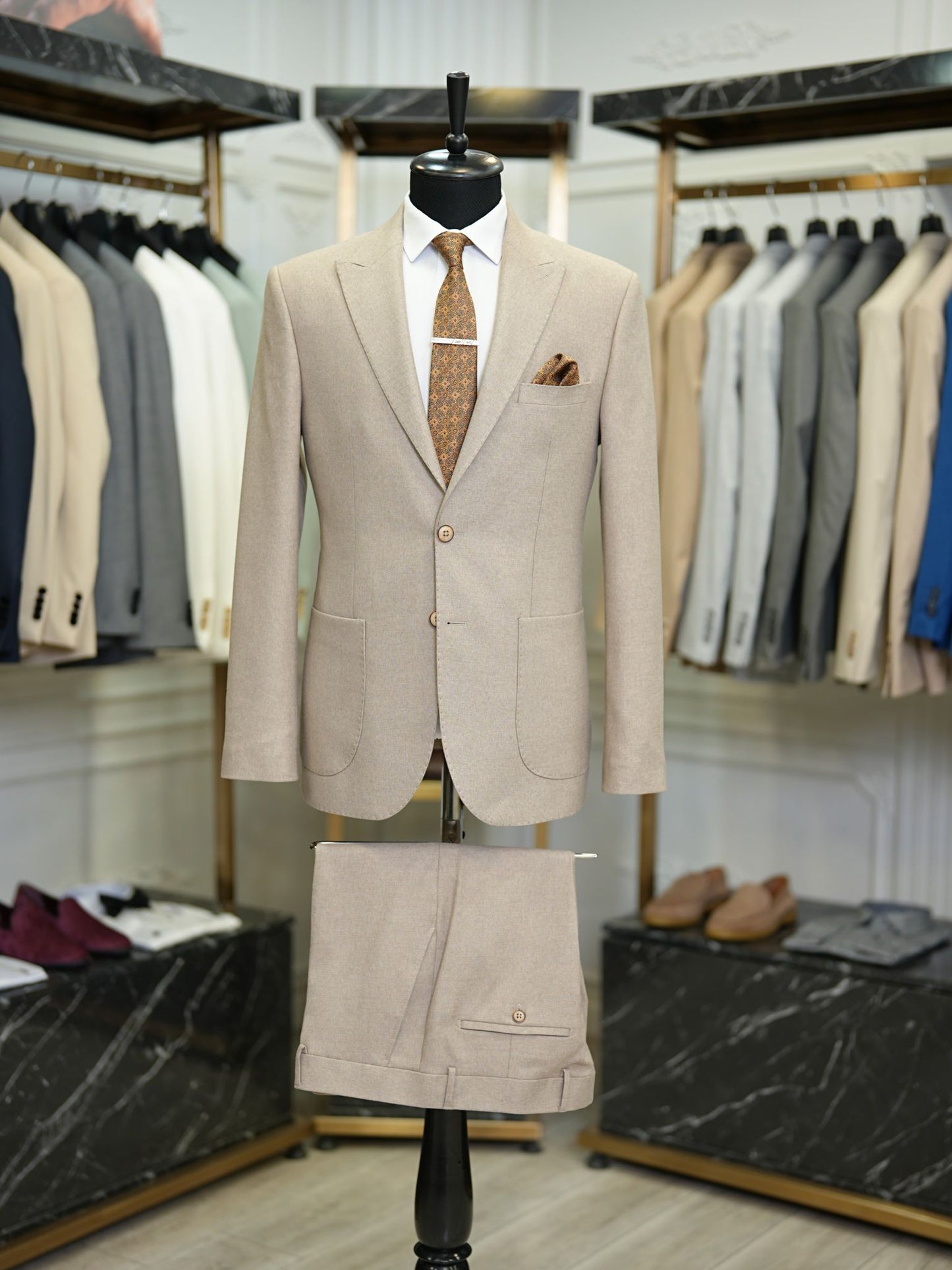 Brabion Vicenza Beige Slim Fit 2 Piece Suit - The Perfect Choice for Any Occasion
