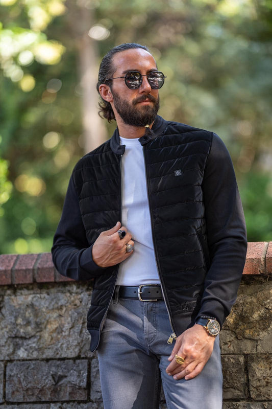 Brabion Black Slim Fit Zipper Coat – Ultimate Versatile Elegance