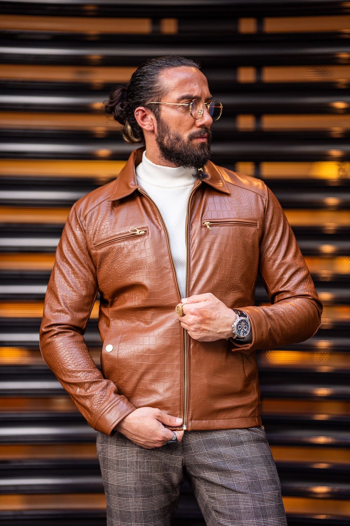 Stylish Paris Tan Slim Fit Leather Jacket for Versatile Wear – BRABION