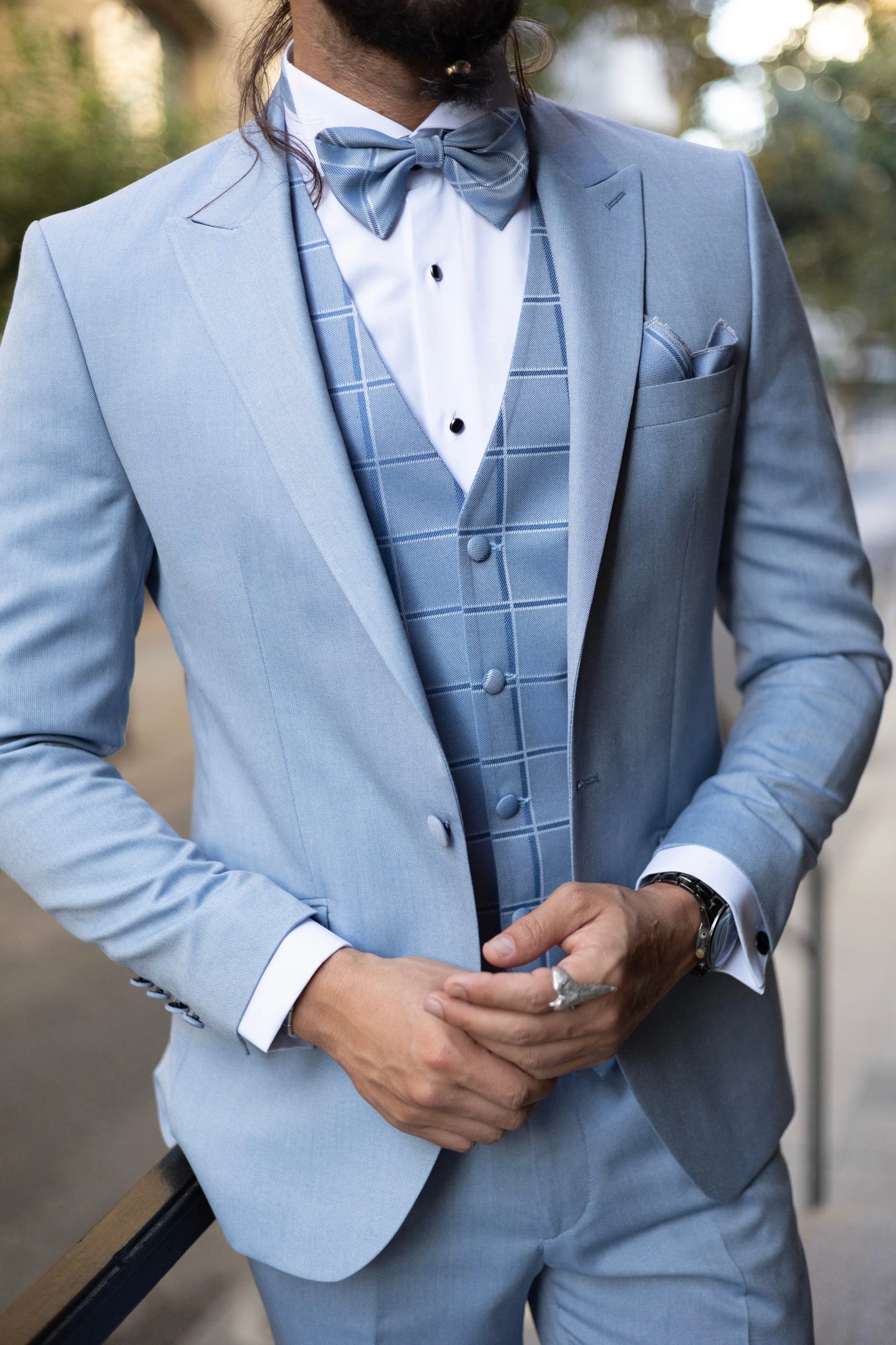 Brabion Amadeo Blue Slim Fit Peak Lapel Tuxedo - BRABION