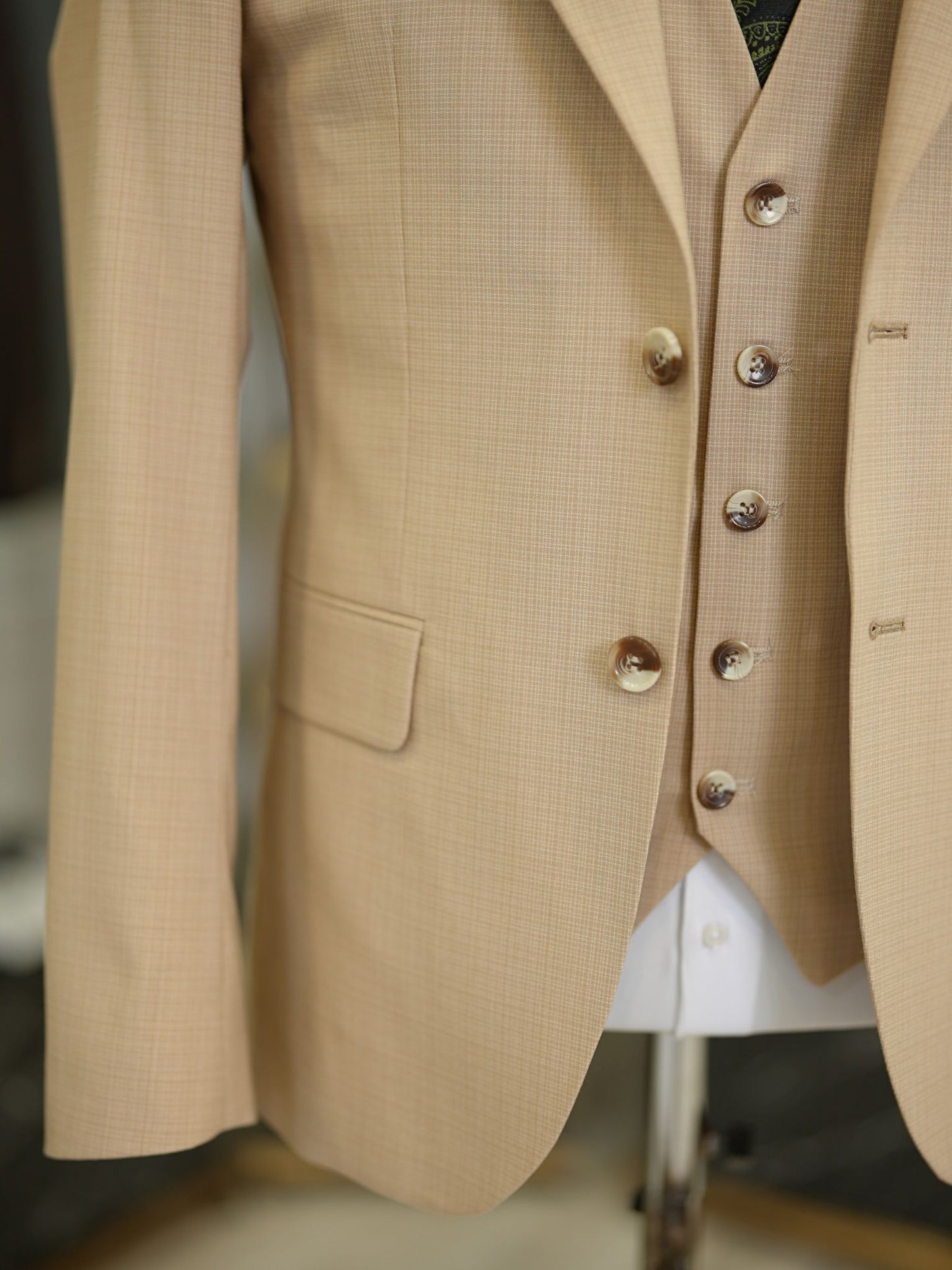 Brabion Maison Camel Slim Fit Check Suit