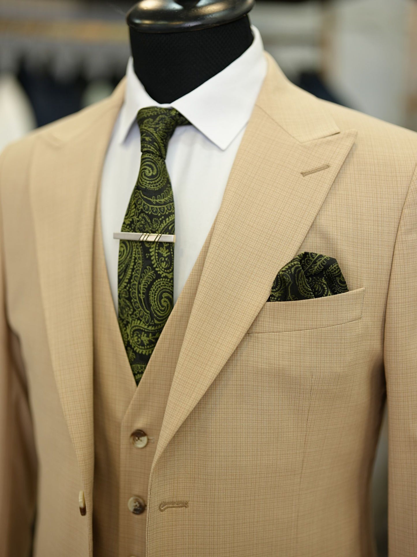 Brabion Maison Camel Slim Fit Check Suit