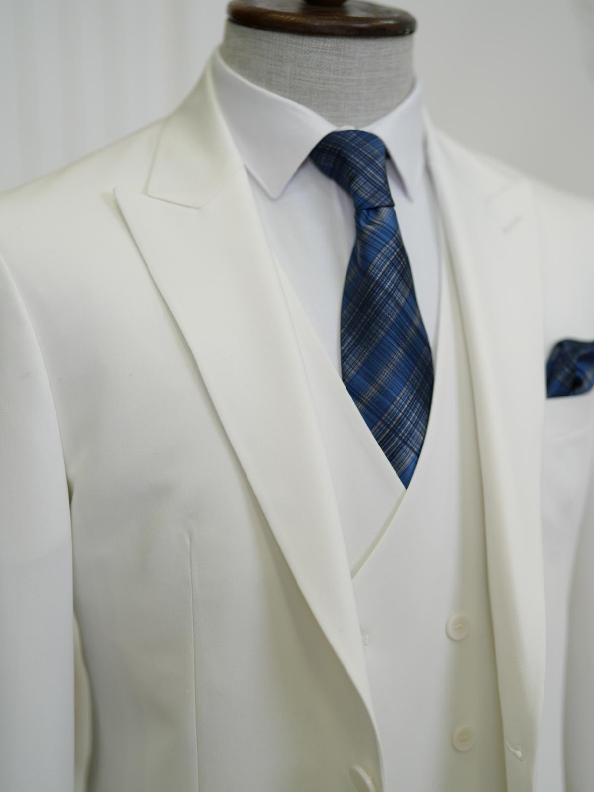 Brabion Aston White Slim Fit 3 Piece Suit
