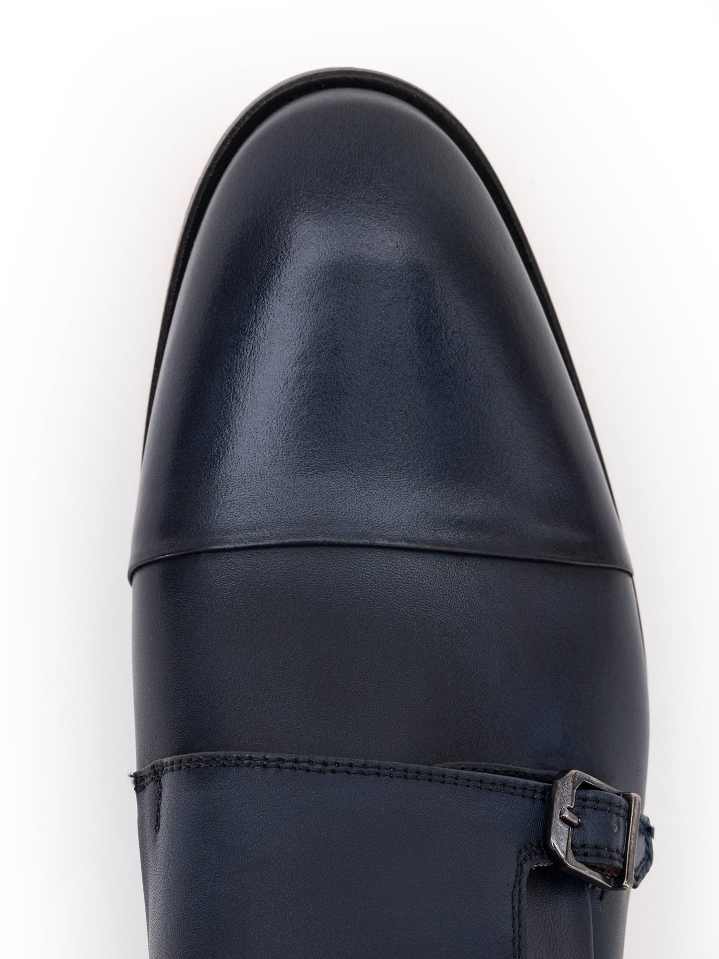 Navy Leather Double Monk Strap Shoes VIOSSI