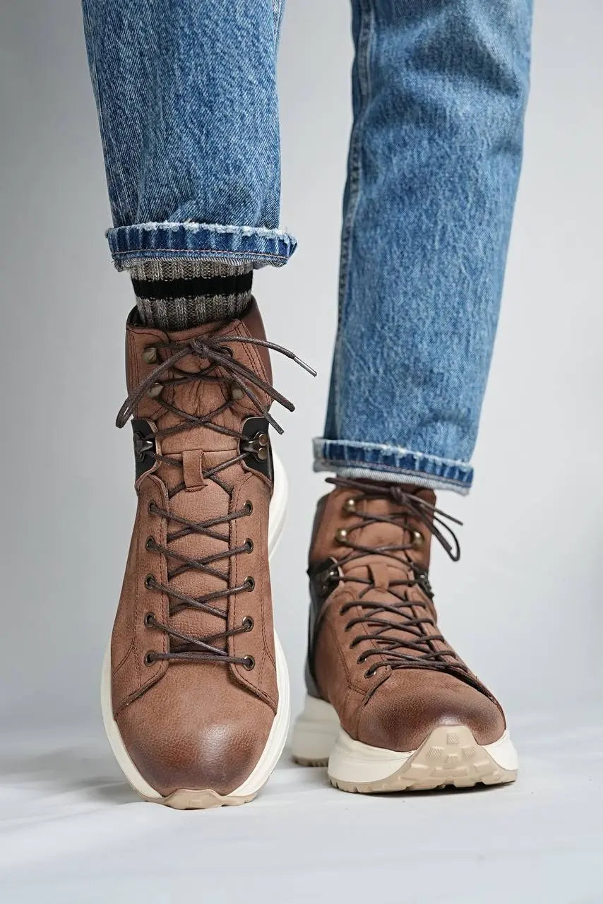 Bojoni Omaha Leather Brown Boots Shoes