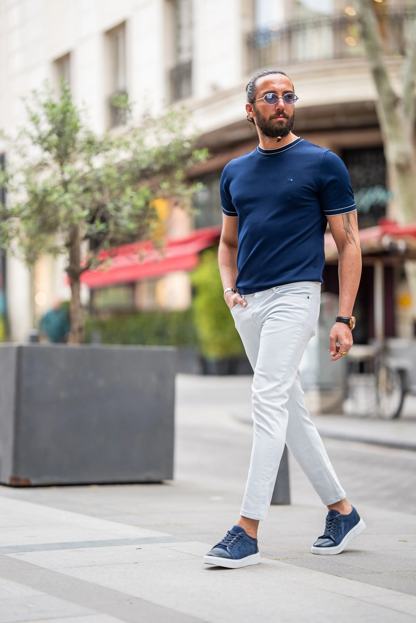 Brabion Crete Navy Blue Slim Fit T-Shirt - BRABION