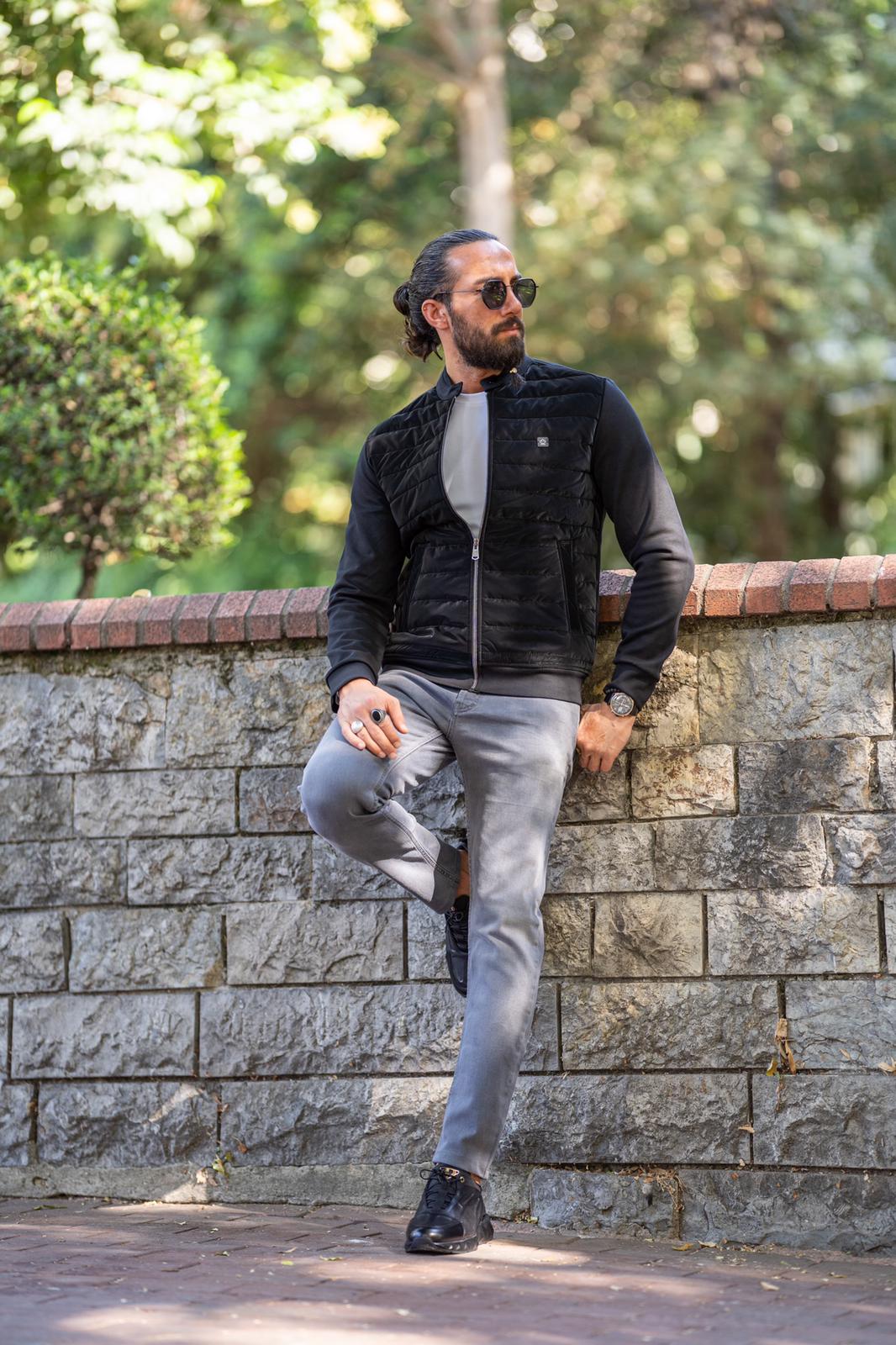 Brabion Black Slim Fit Zipper Coat – Ultimate Versatile Elegance