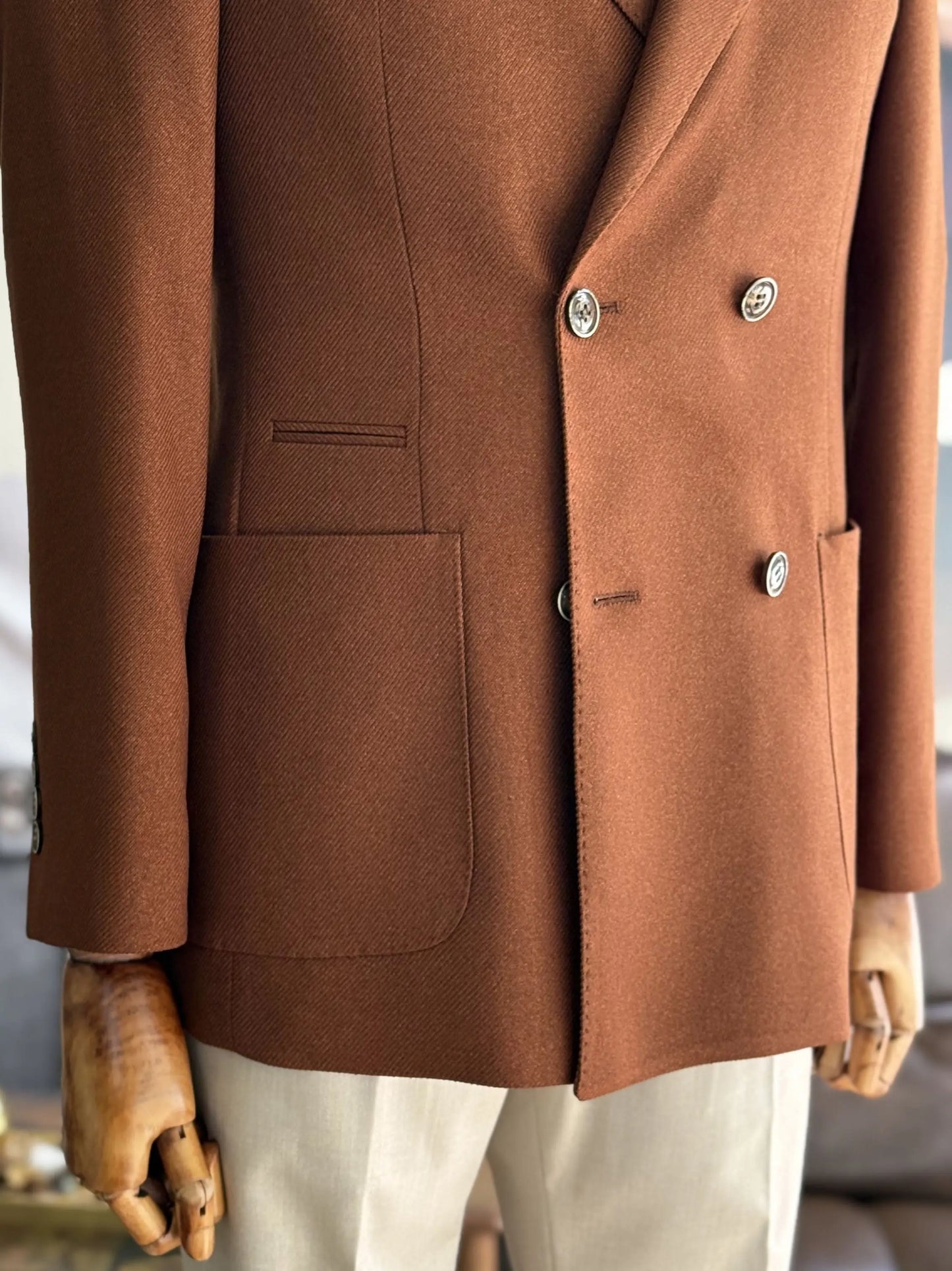 Brown Double Breasted Blazer - BRABION