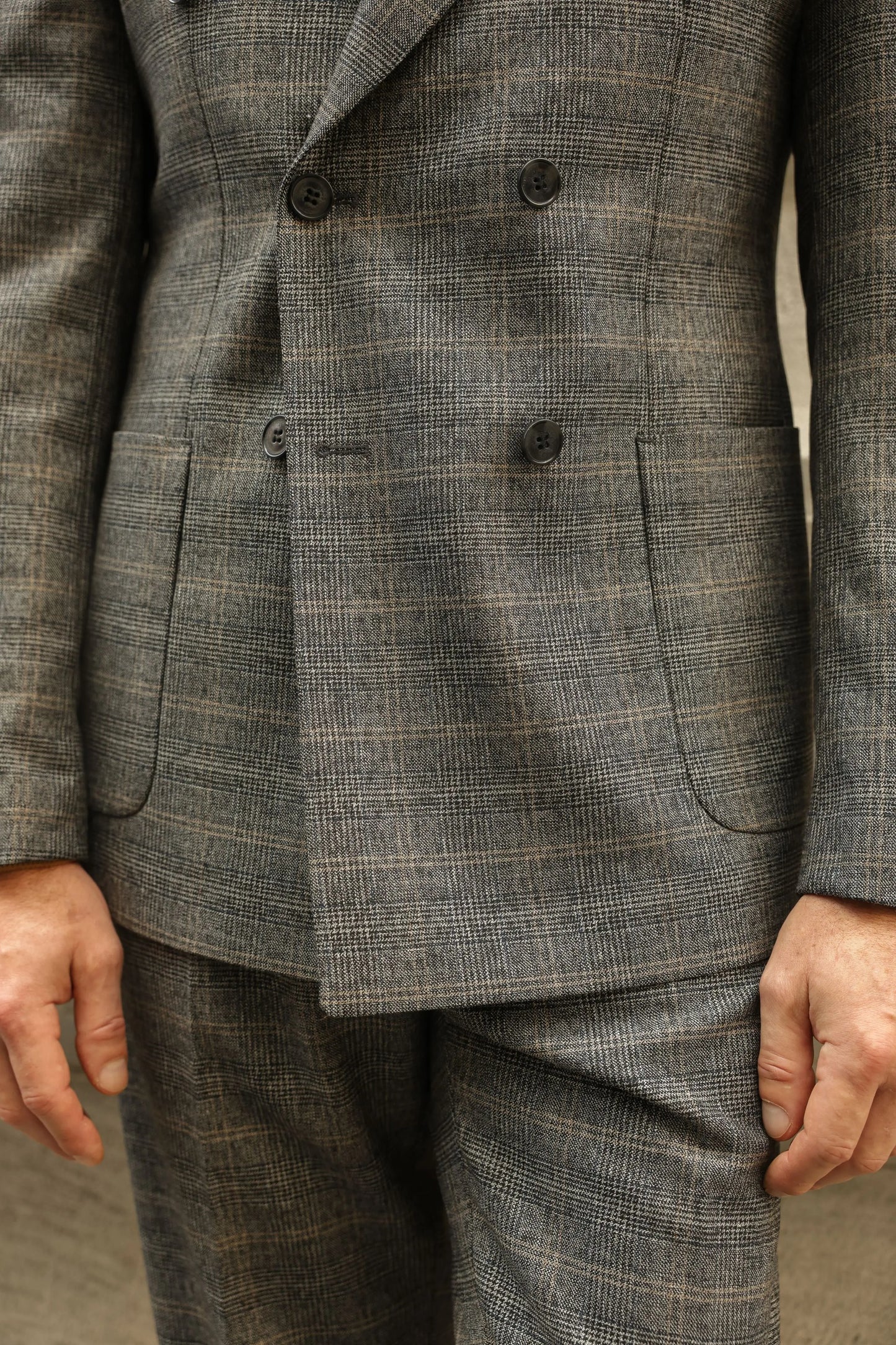 Grey Plaid Double Breasted Suit 2-Piece VIOSSI - CB