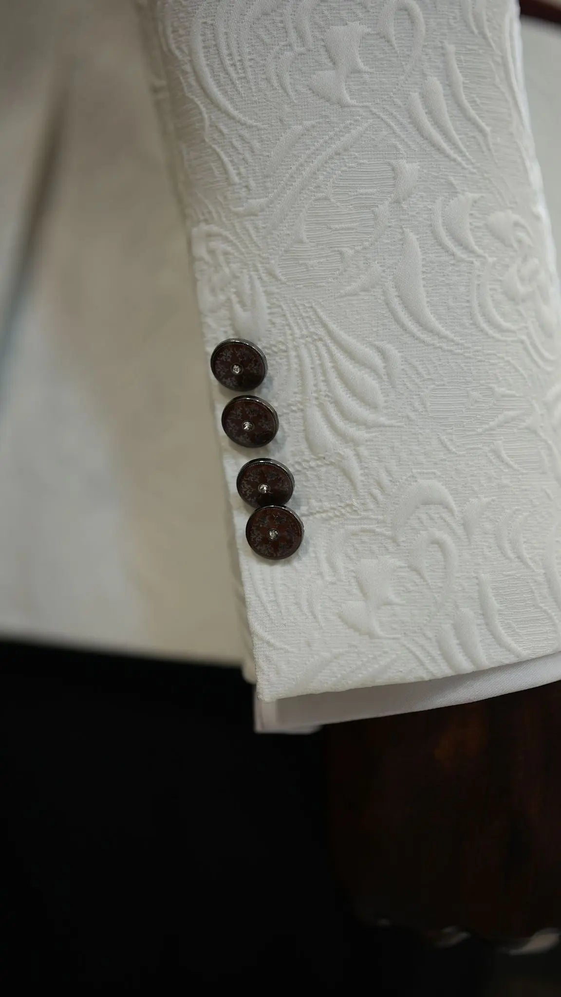 Fiore White Brown Slim Fit Velvet Shawl Lapel Tuxedo - BRABION