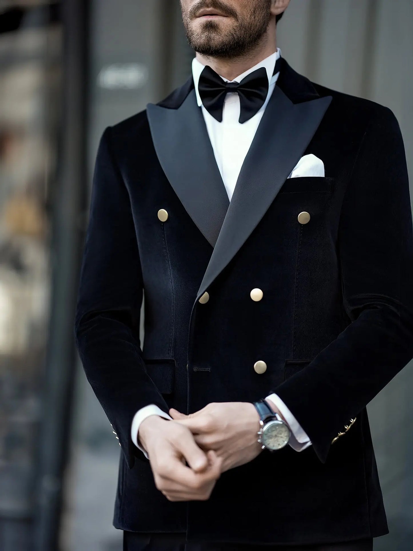 Black Velvet Double Breasted Tuxedo 2-Piece - BRABION