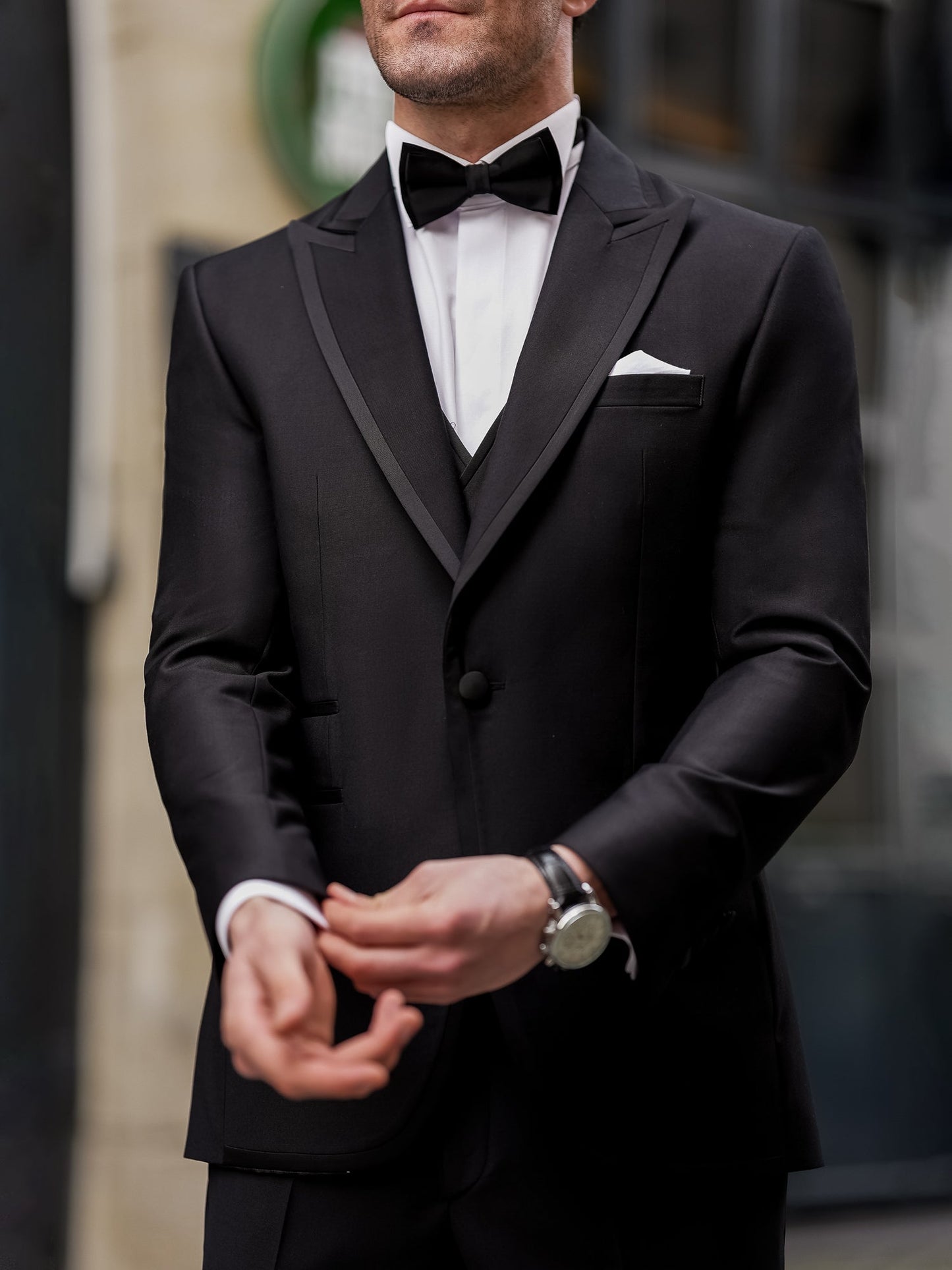 Black Slim-Fit Tuxedo 3-Piece - BRABION