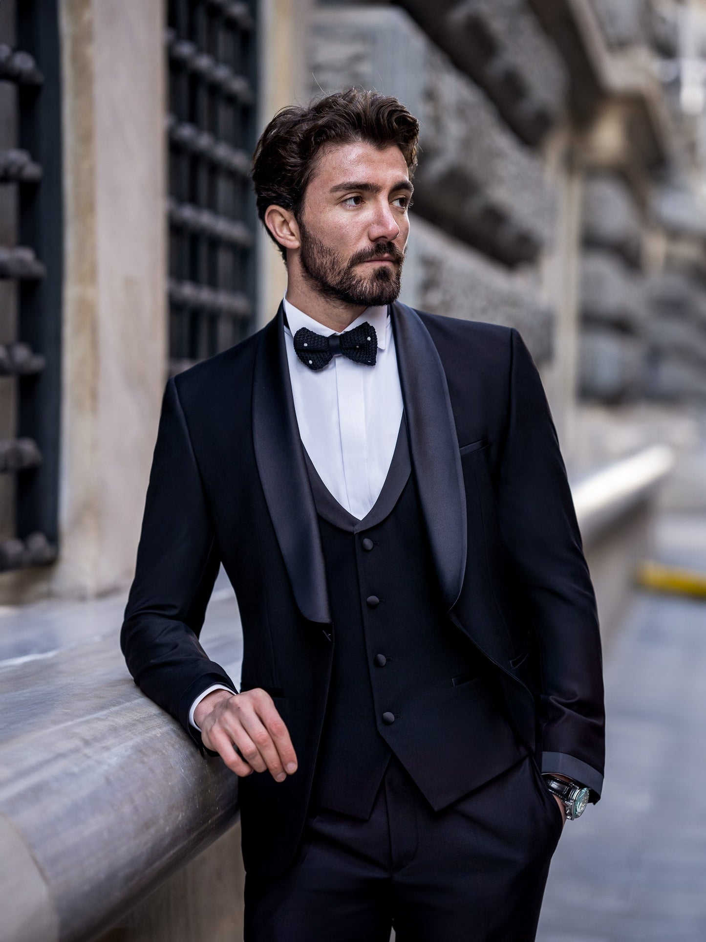 Black Slim-Fit Tuxedo 3-Piece - BRABION