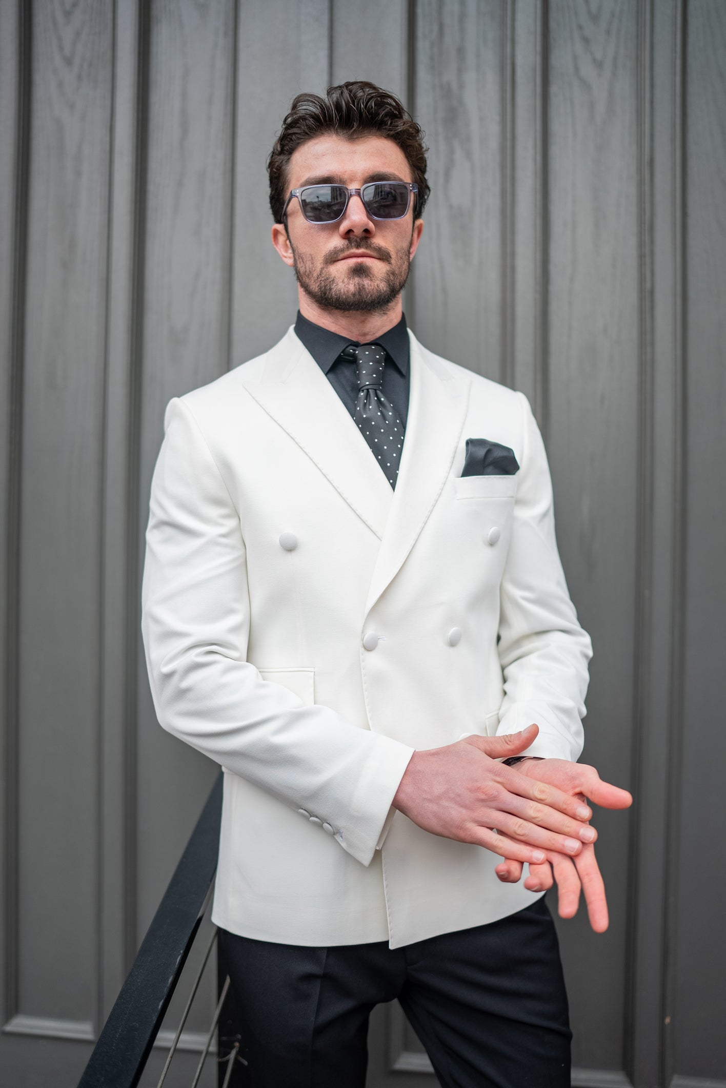 White Double Breasted Blazer - BRABION