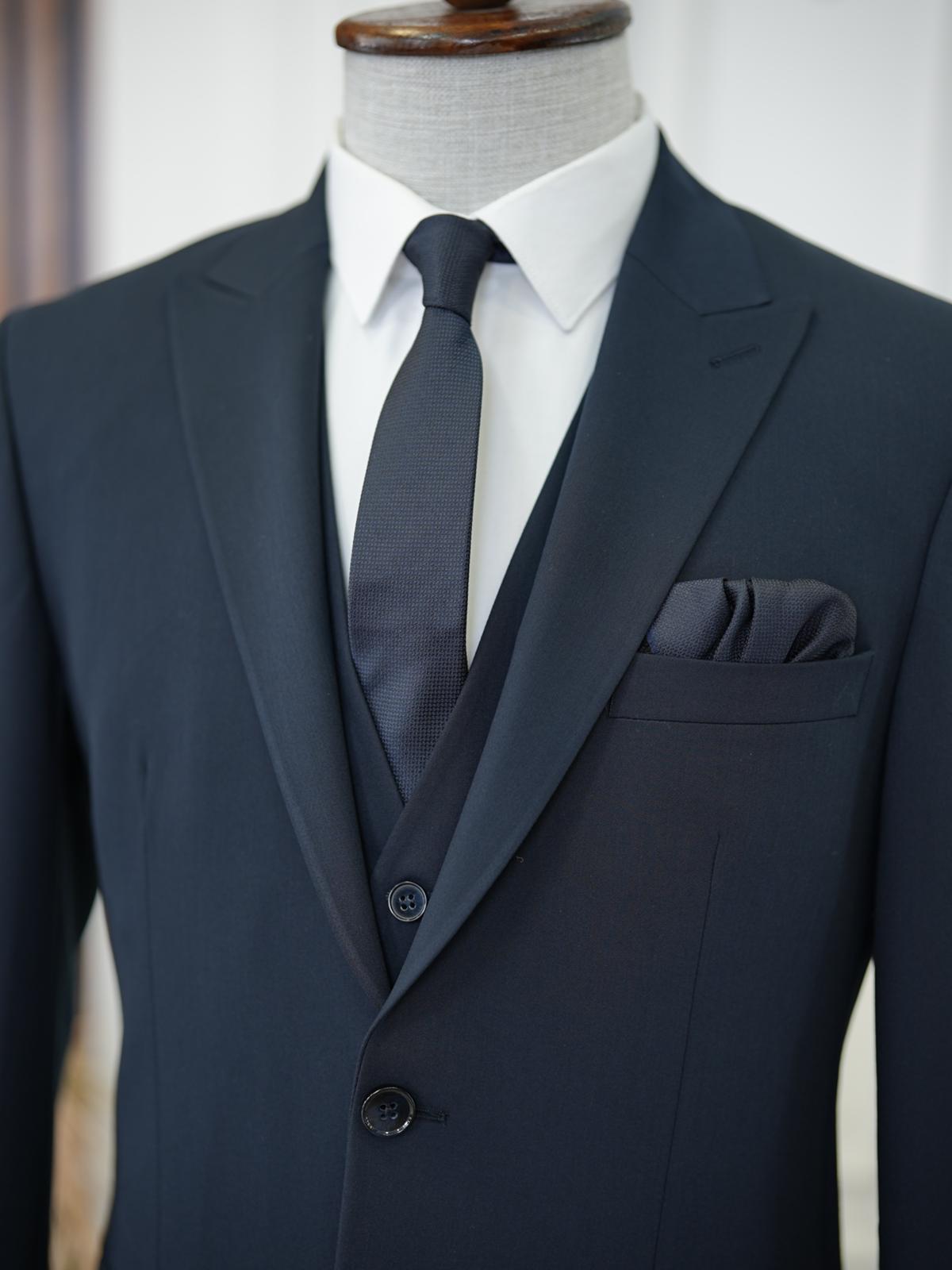 Brabion Aston Navy Blue Slim Fit 3 Piece Suit