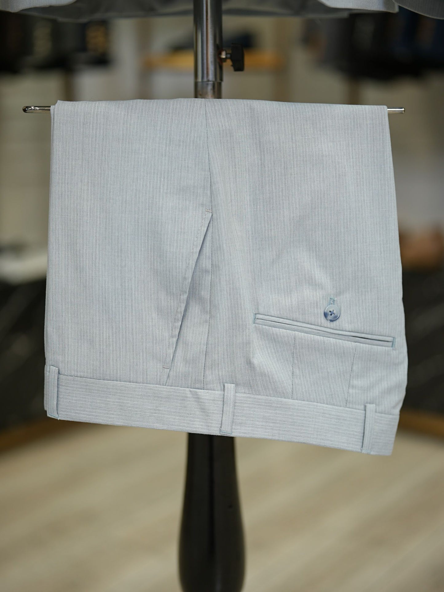 Brabion Maison Light Blue Slim Fit Pinstripe Suit