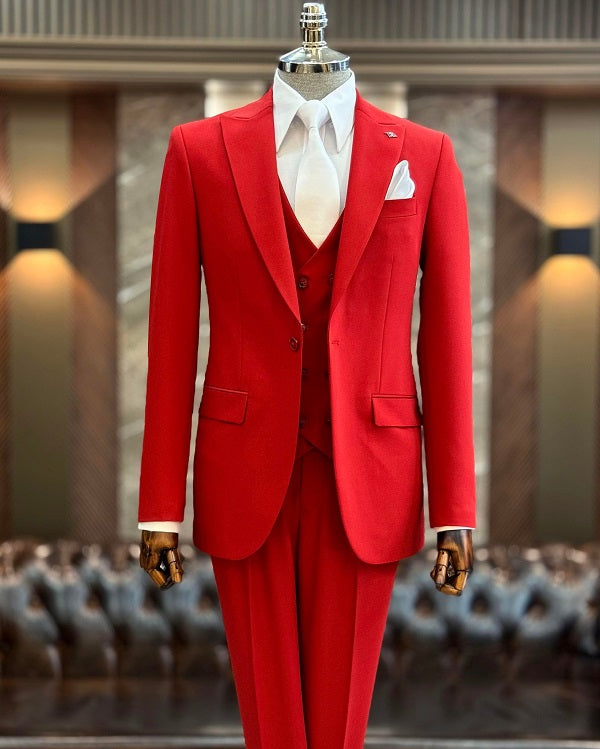 Brabion Abbot Red Slim Fit Suit - Elevate Your Style
