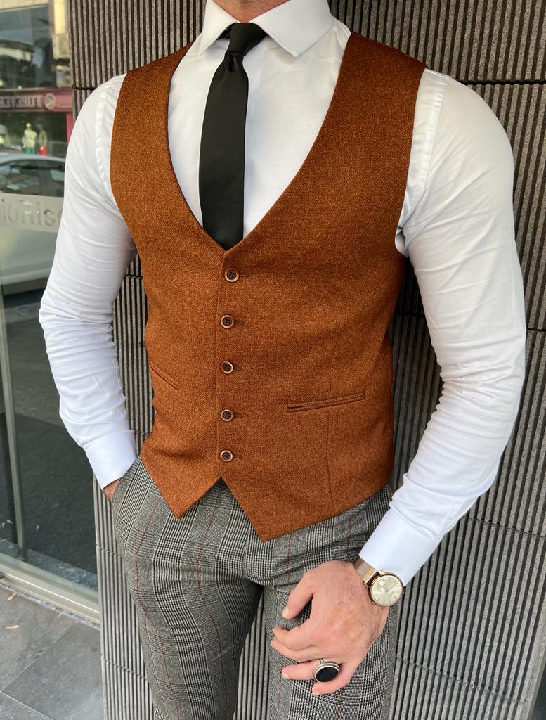 Empire Rust Slim Fit Wool Vest - Sophisticated Style for Every Occasion