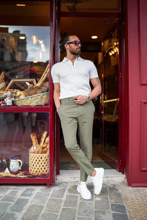Versatile Brabion Sorento Green Slim Fit Pants for Men BRABION Versatile Brabion Sorento Green Slim Fit Pants for Men BRABION