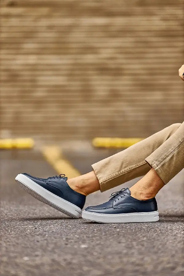Brabion Levanzo Navy Blue White Sole Derby Sneakers - BRABION