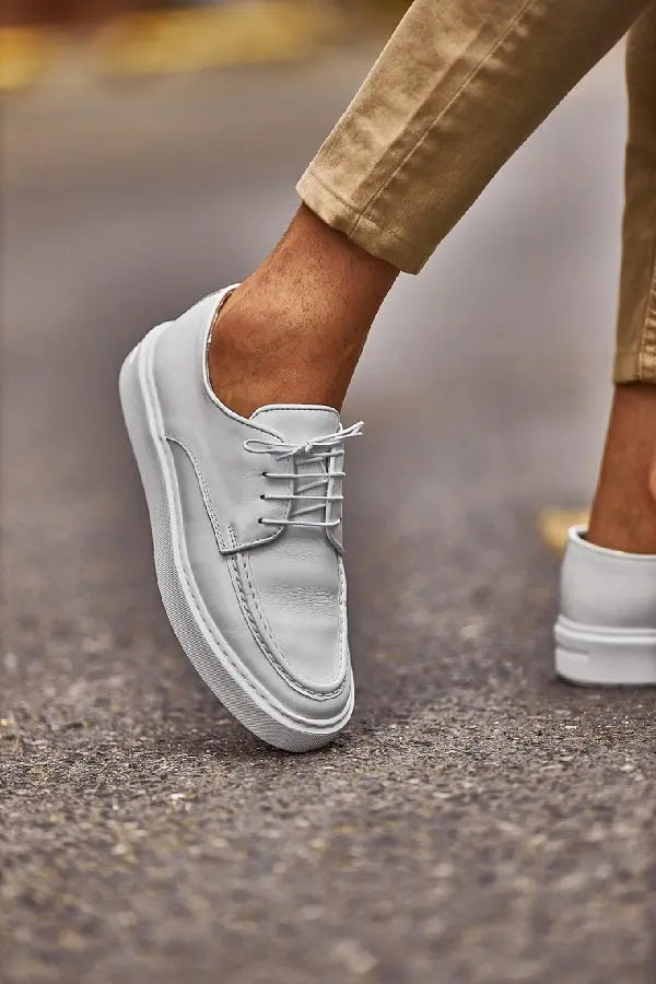 Brabion Levanzo White Sole Derby Sneakers: The Ultimate in Elegant Comfort - BRABION
