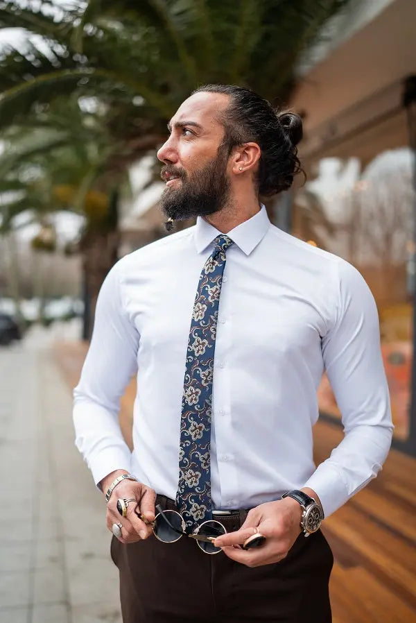 Brabion Massimo White Slim Fit Cotton Formal Shirt - BRABION