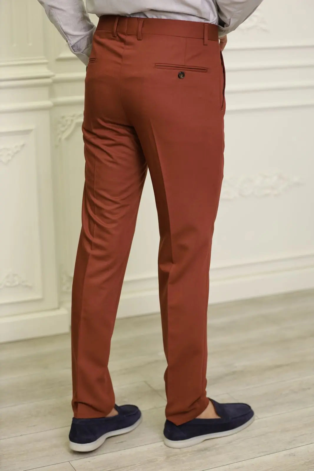 Brick Brown Slim Fit Pants - BRABION