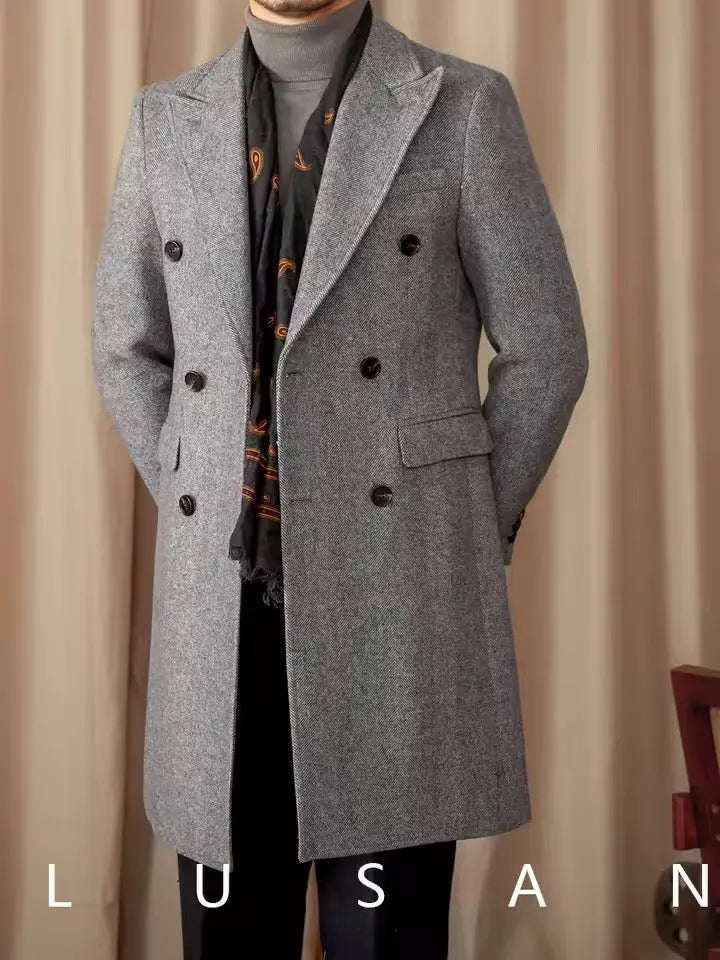 Men’s Black Wool Overcoat - BRABION
