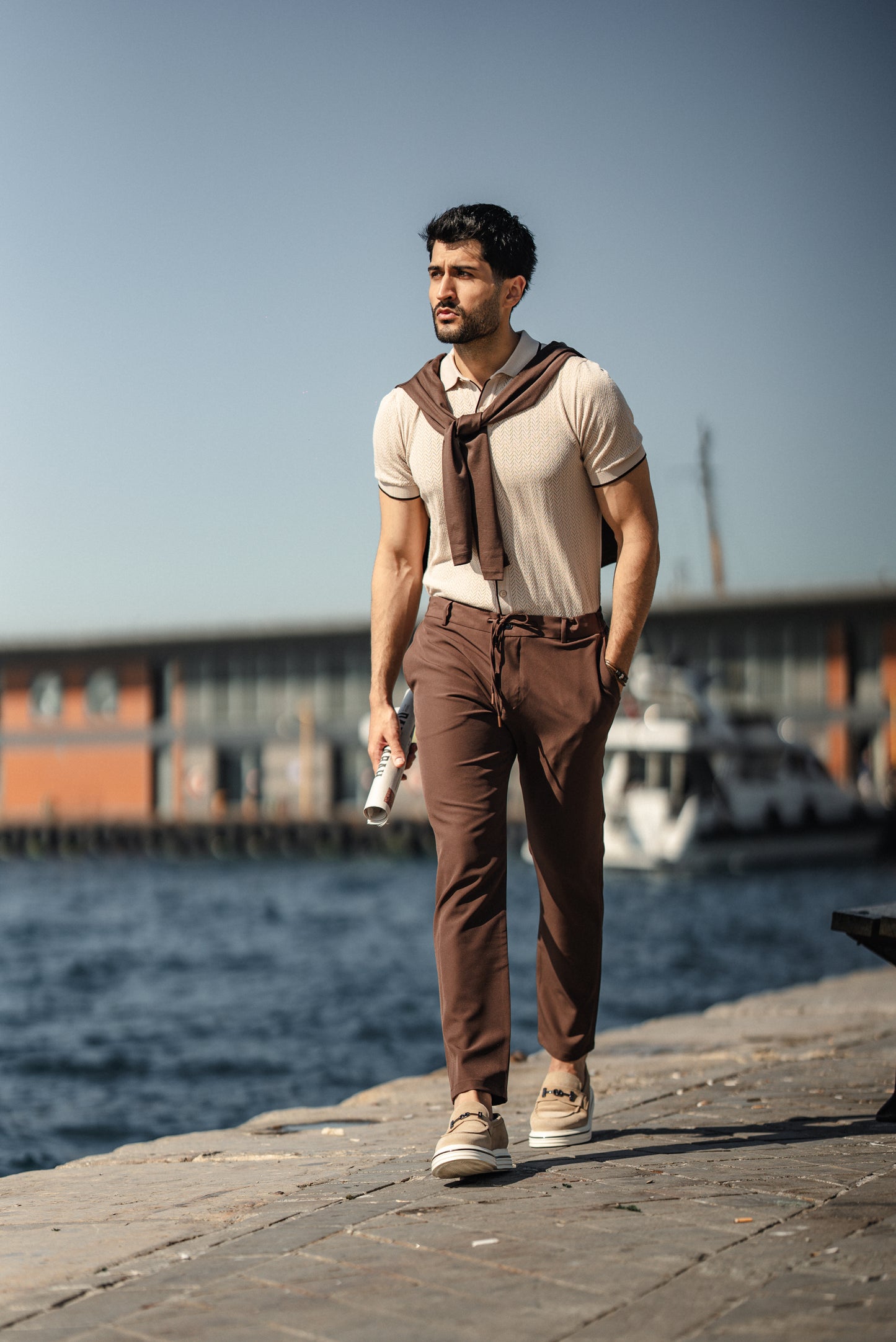 Brabion Maldives Beige Knitted Polo Shirt