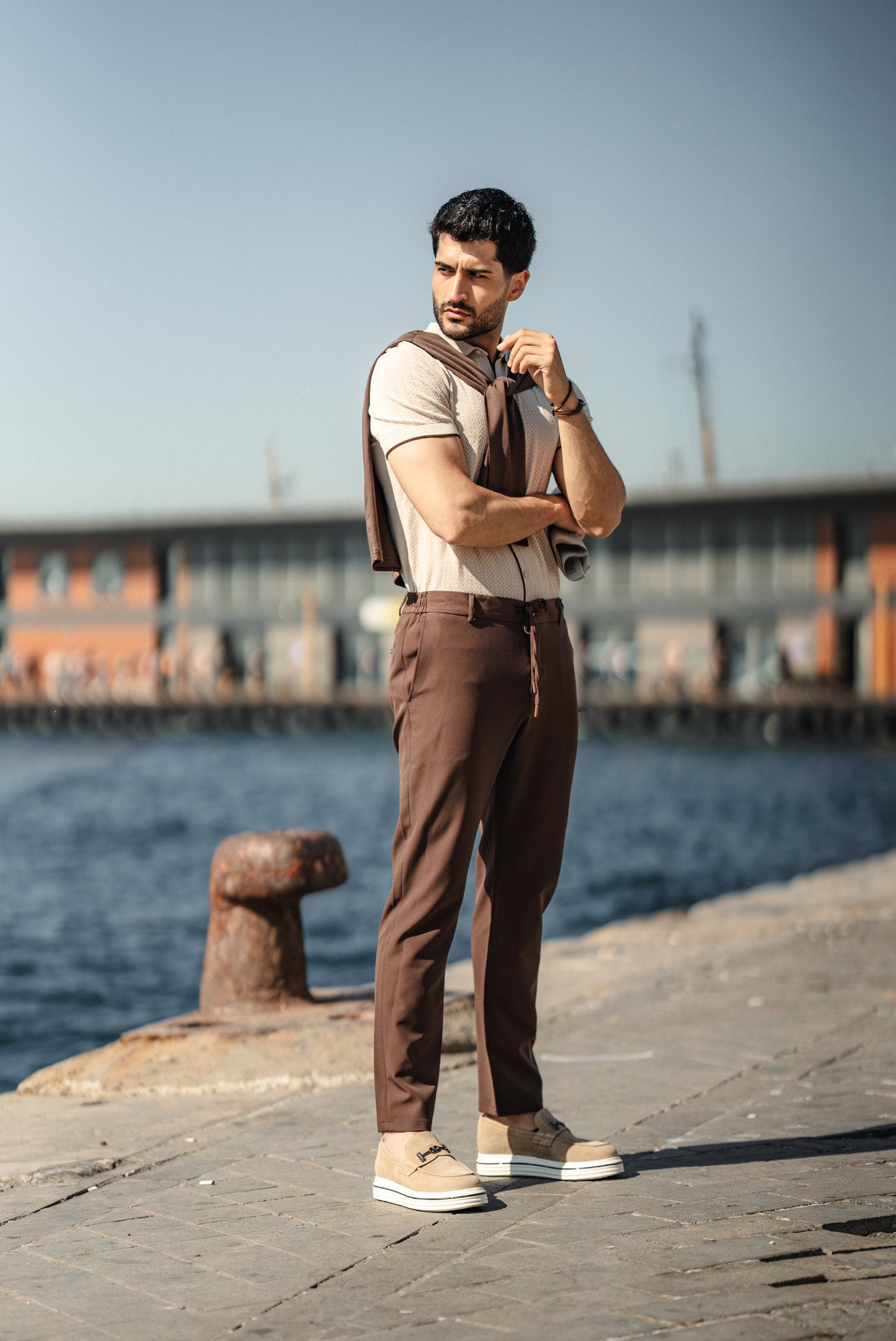 Brabion Maldives Beige Knitted Polo Shirt