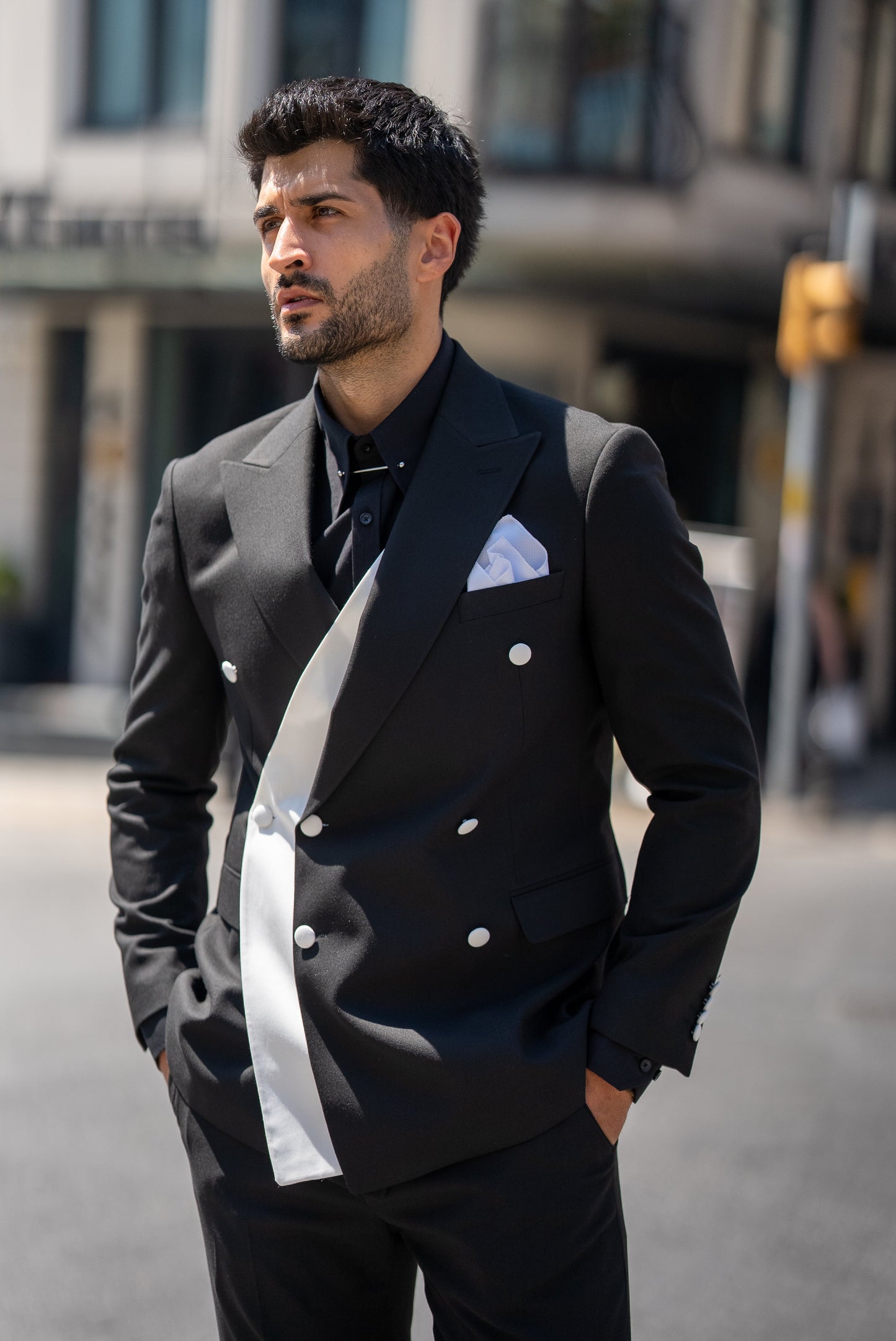 St. Tropez Black Slim Fit Double-Breasted Suit brabion