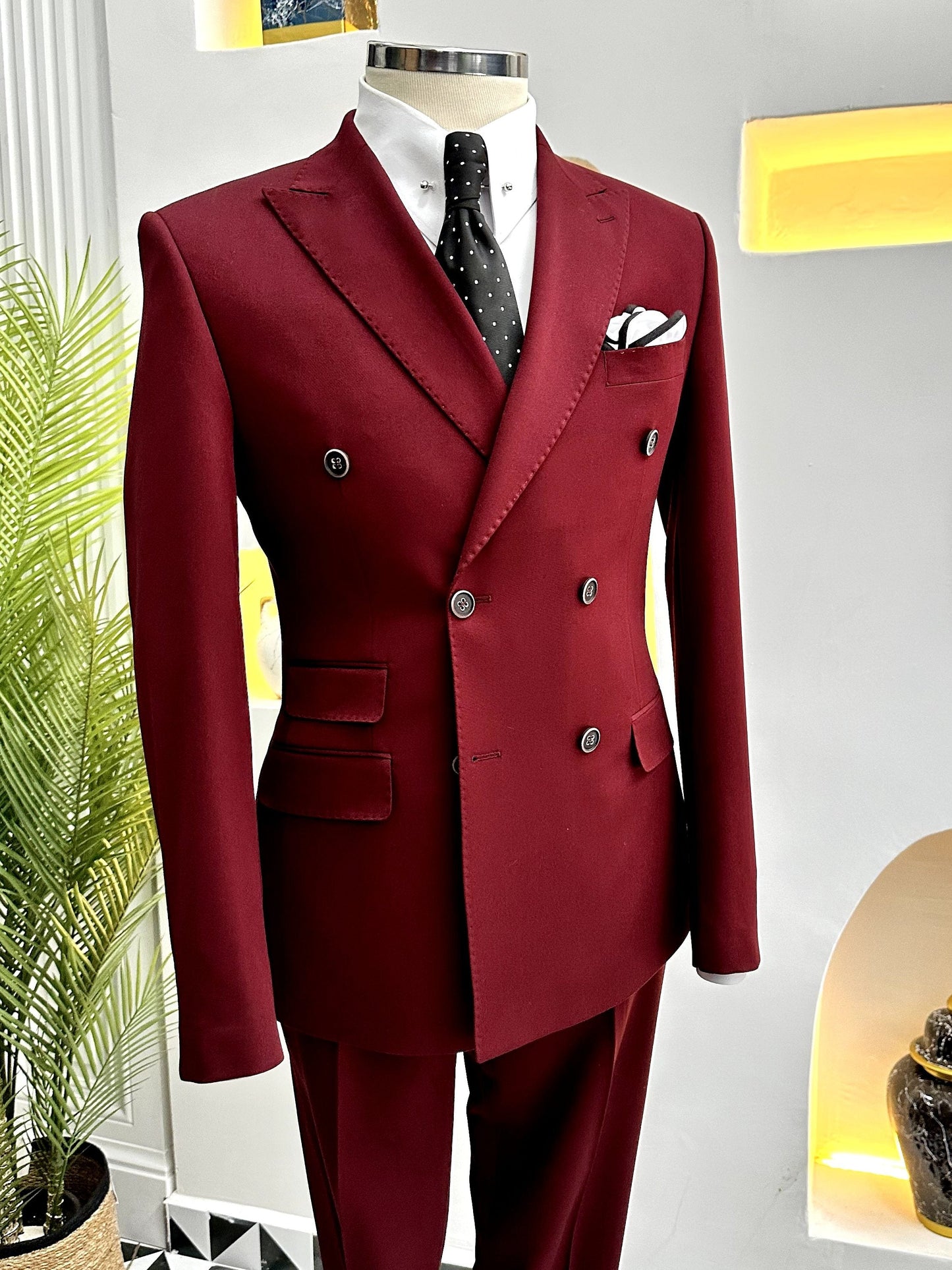 Bordeaux Double Breasted Suit 2-Piece VIOSSI