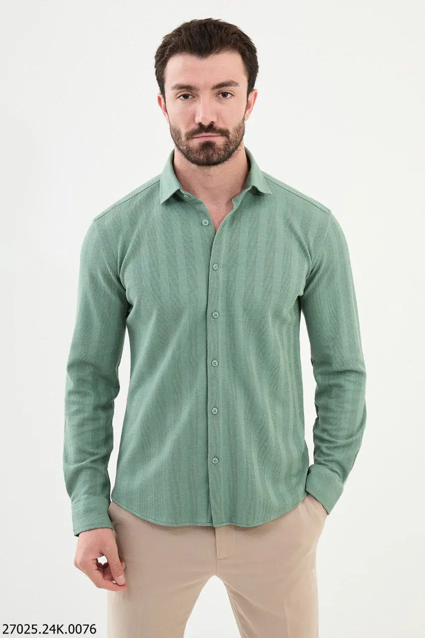 Brabion James Slim Fit Light Green Cotton Shirt for Men BRABION Brabion James Slim Fit Light Green Cotton Shirt for Men BRABION