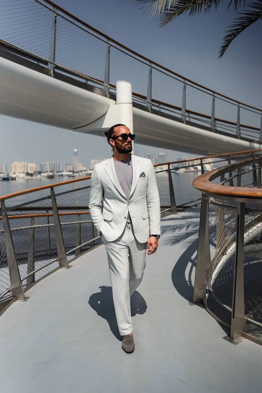 The Skywalk Suit – Light Gray Summer Suit for Men - BRABION