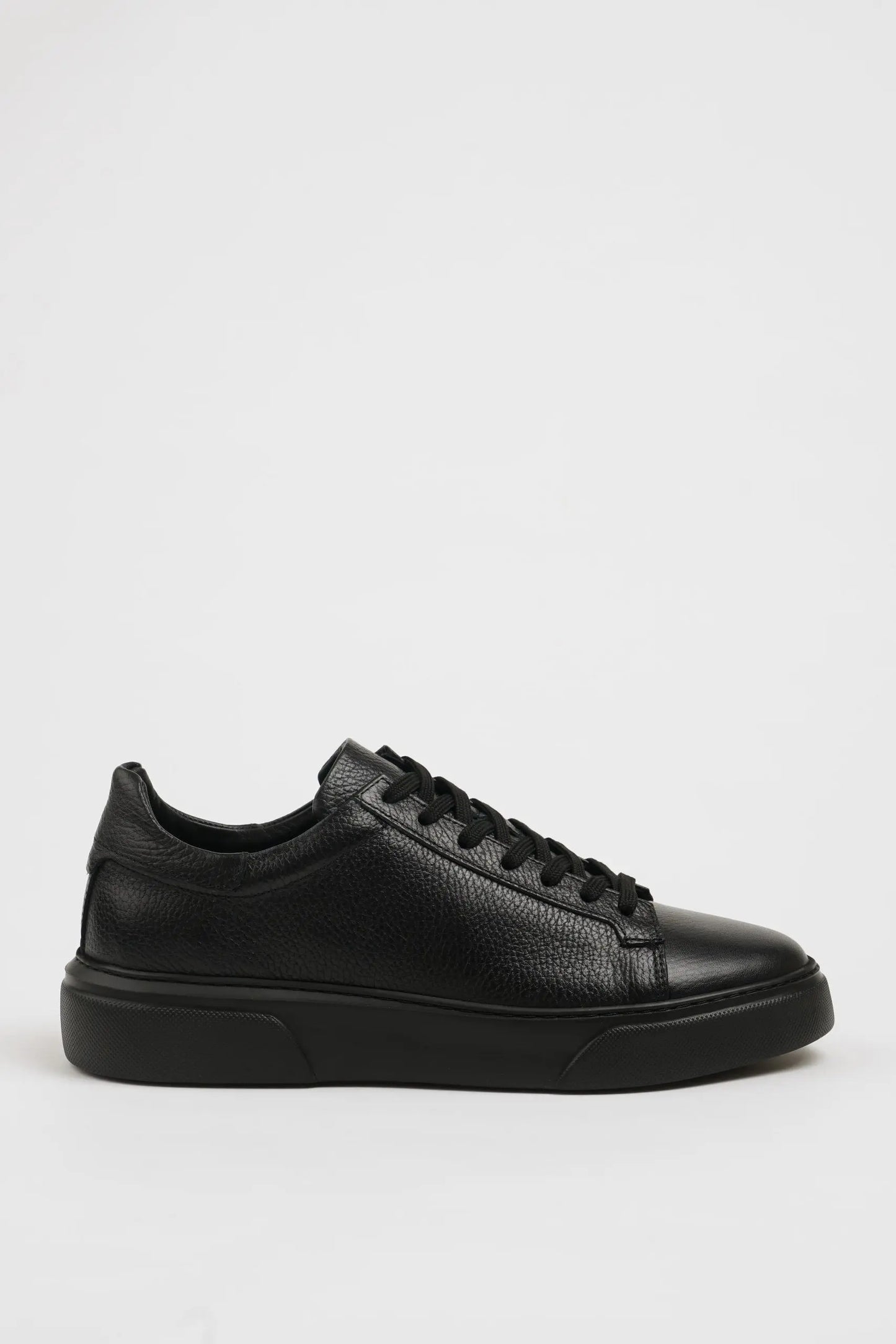 Maison Dark Black Leather Sneakers with Pool Sole - BRABION