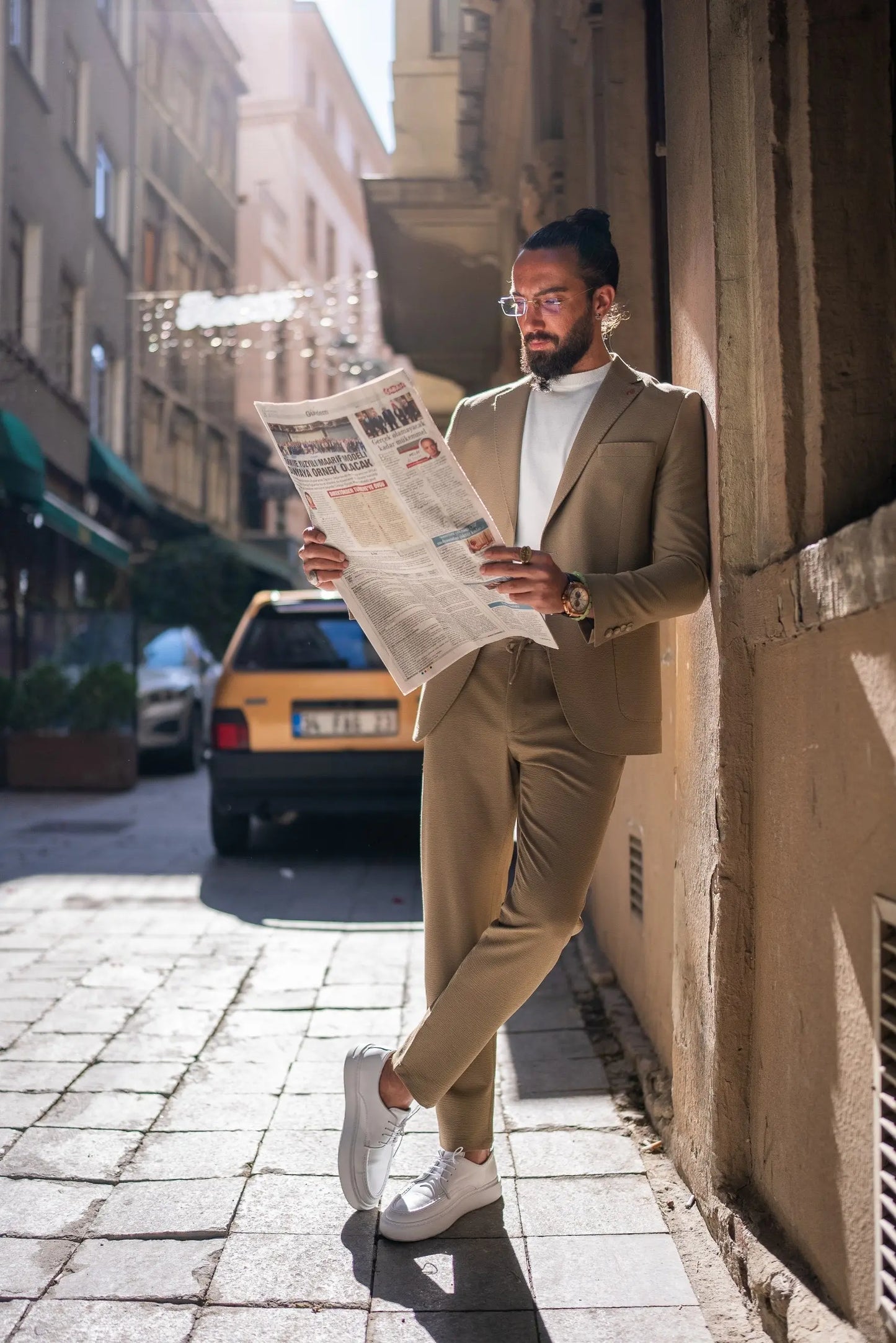 Monaco Khaki Green Mono-Collar Summer Suit - BRABION