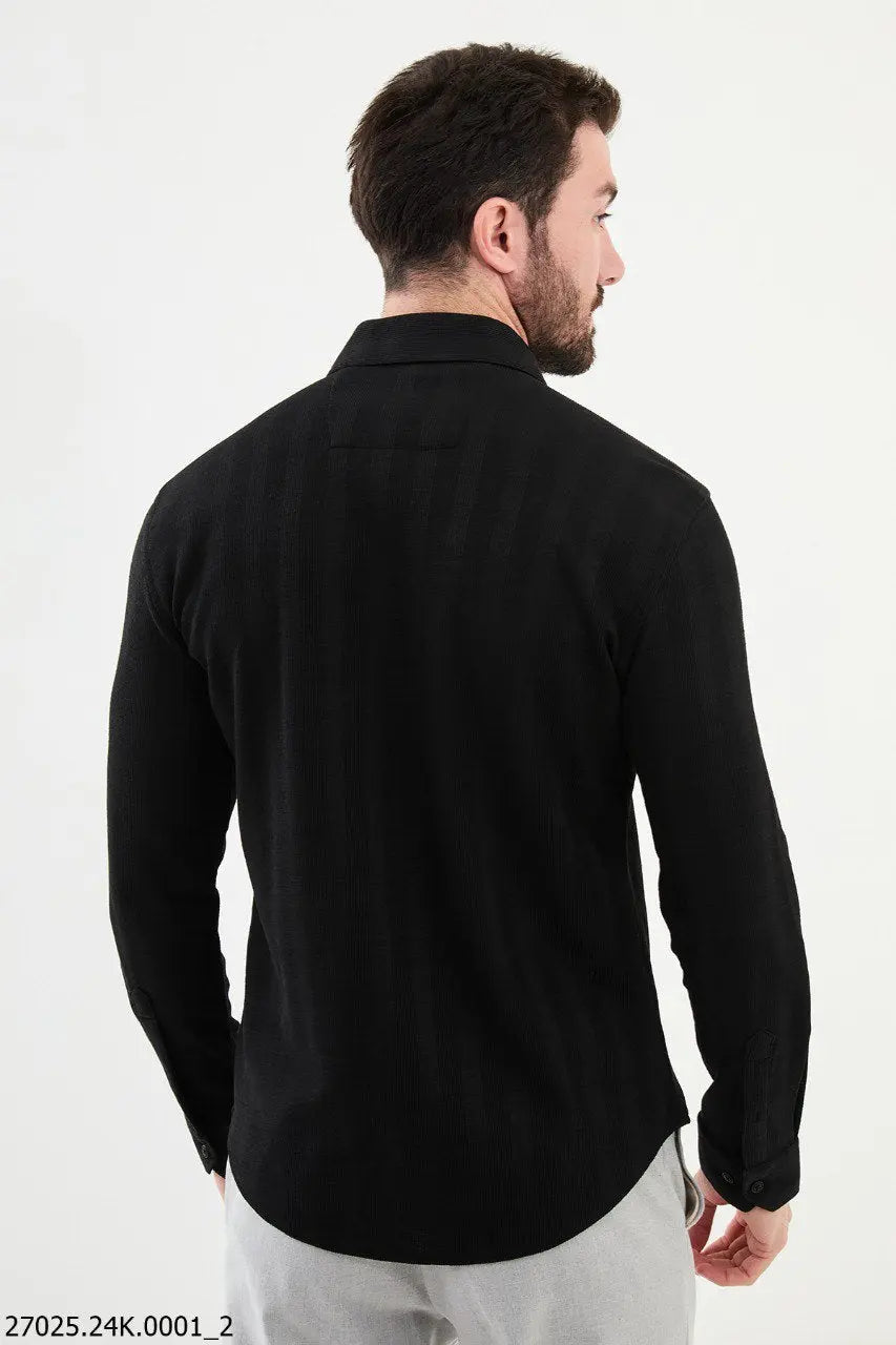 Brabion James Black Slim Fit Striped Cotton Shirt - Your Ideal Versatile Wardrobe Staple - BRABION