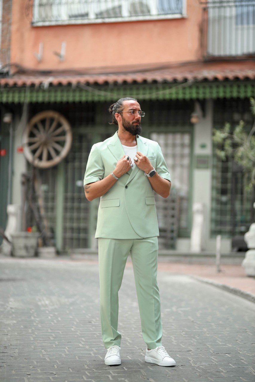 Positano Mint Green Short Sleeve Summer Suit brabion