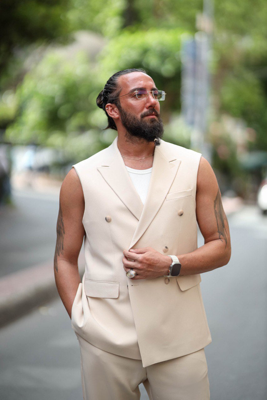 Ibiza Sand Beige Sleeveless Summer Suit brabion