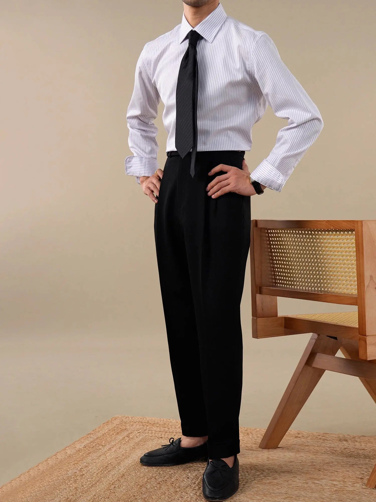 Milano Point Collar Striped Dress Shirt BRABION