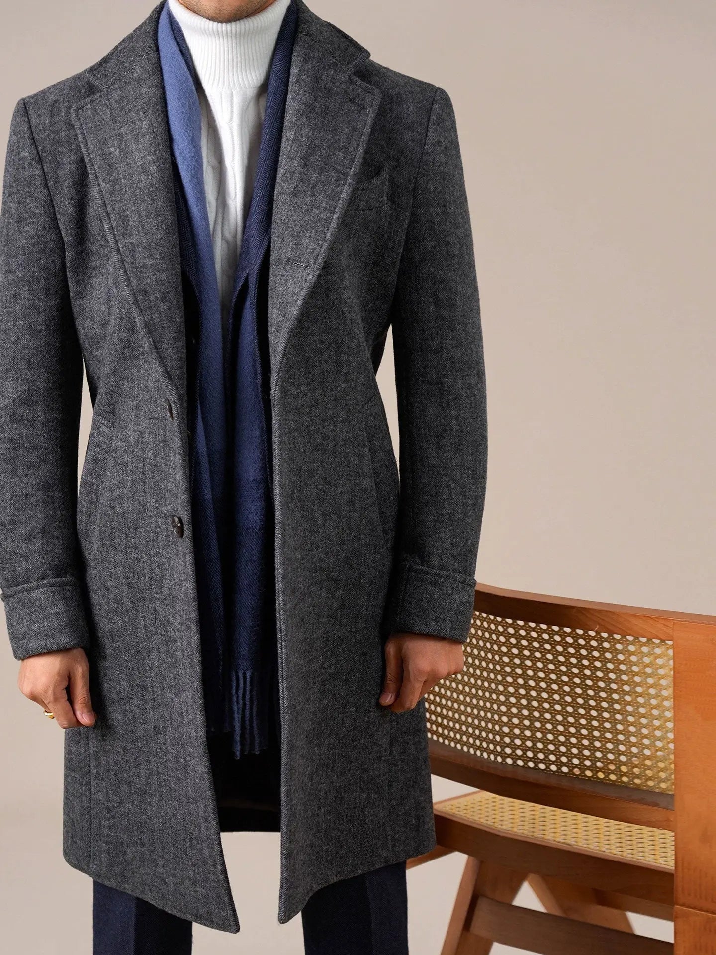 Mens Wool Mid-Length Chester Coat - BRABION